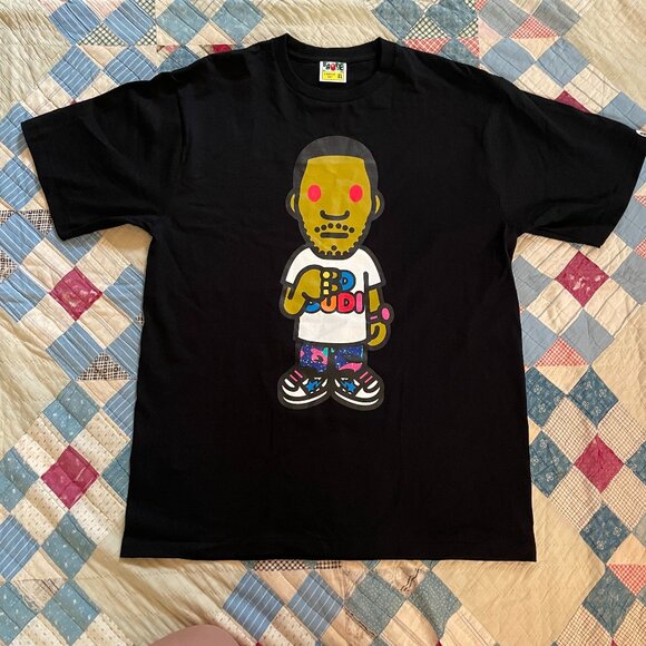BAPE x Kid Cudi Milo Star Streetwear Black T-shirt Single Stitch Crew Neck XL